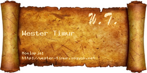 Wester Timur névjegykártya